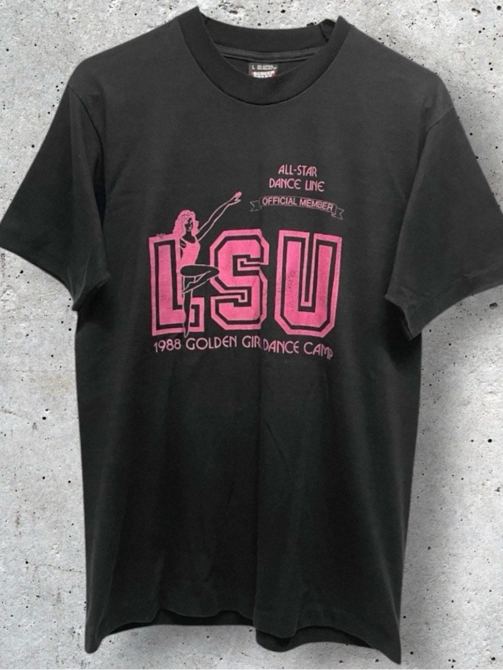 Rare Vintage 1988 LSU Golden Girls Dance Camp Black T-Shirt // L